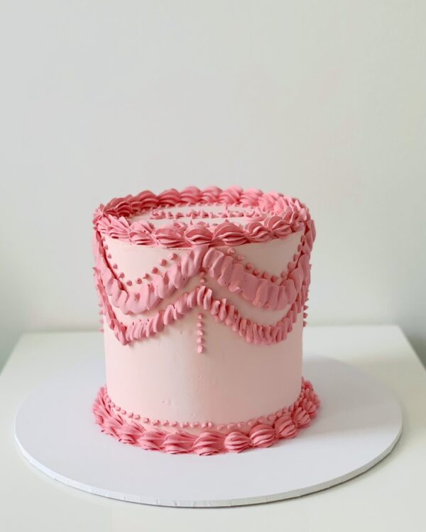 vintage pink on pink valentines day cake